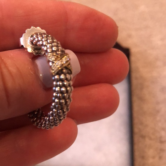 Designer Lagos caviar hoop earrings with diamonds - Picture 7 of 10